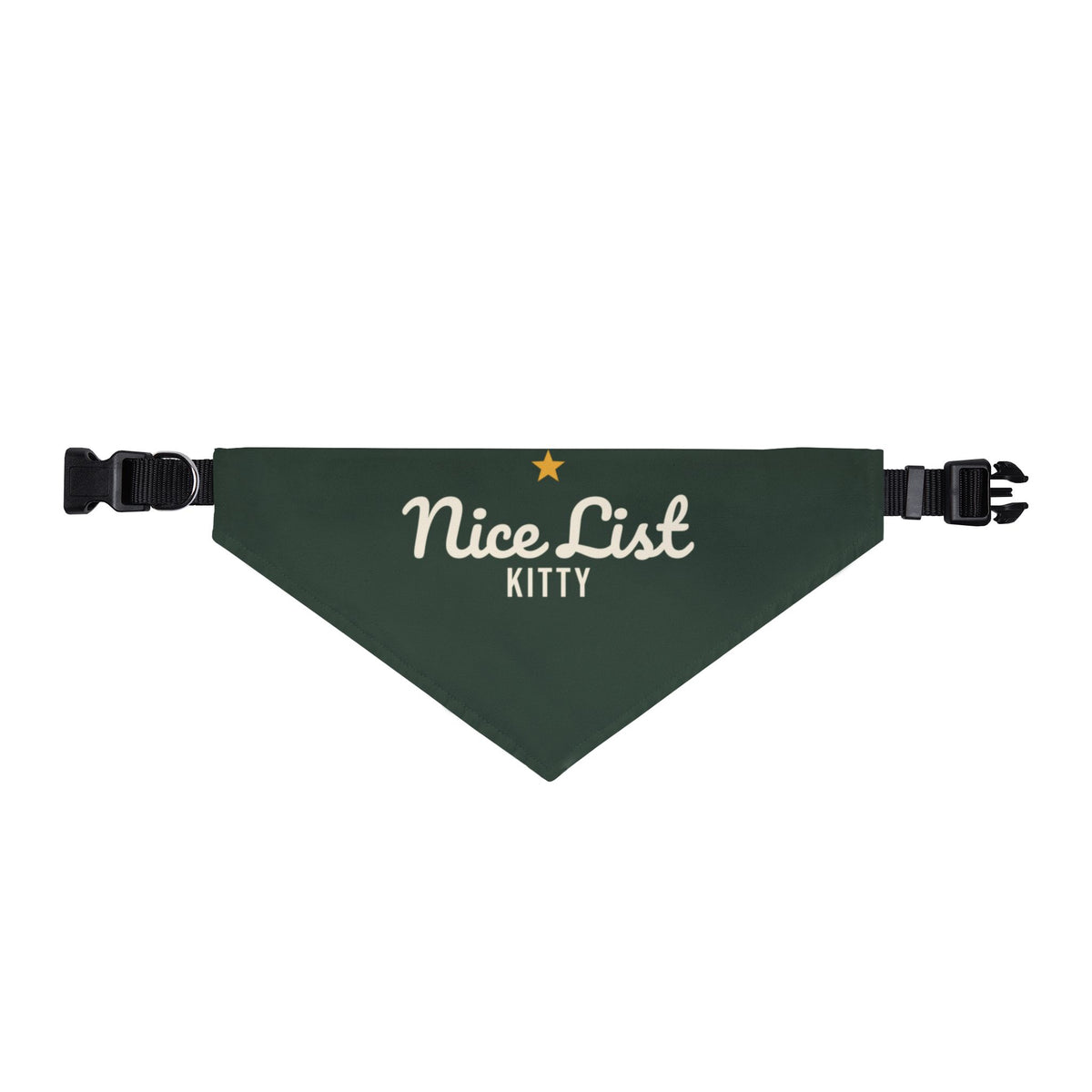 Nice List Kitty Cat Bandana (Forest Green) · Matching Christmas Pet Bandana