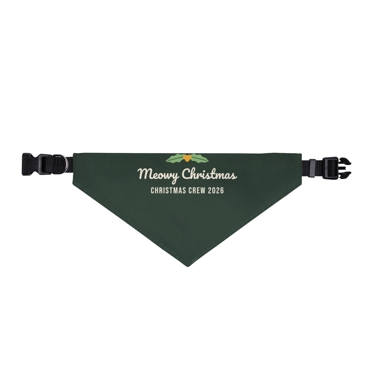 Meowy Christmas Cat Bandana (Forest Green) · Matching Christmas Pet Bandana