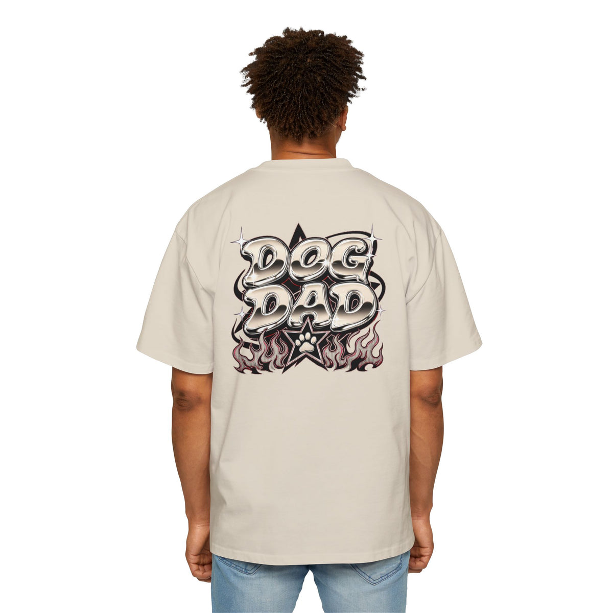 Dog Dad Chrome Oversized Heavyweight Tee · Paw Crew Club Streetwear