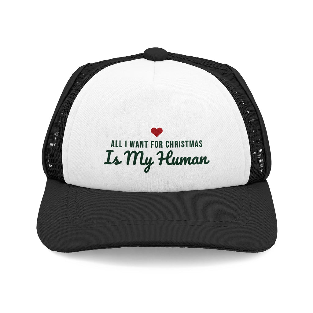 All I Want for Christmas Is My Human Dog Trucker Hat · Matching Pet Trucker Hat · Paw Crew