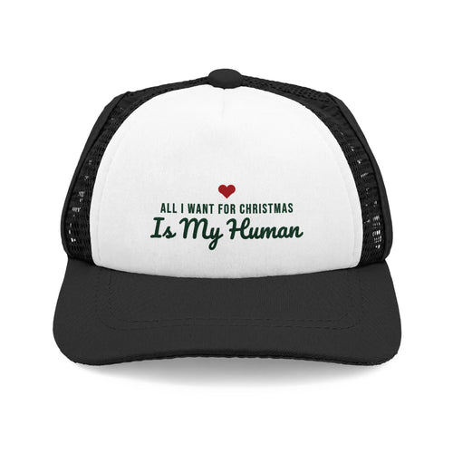 All I Want for Christmas Is My Human Dog Trucker Hat · Matching Pet Trucker Hat · Paw Crew