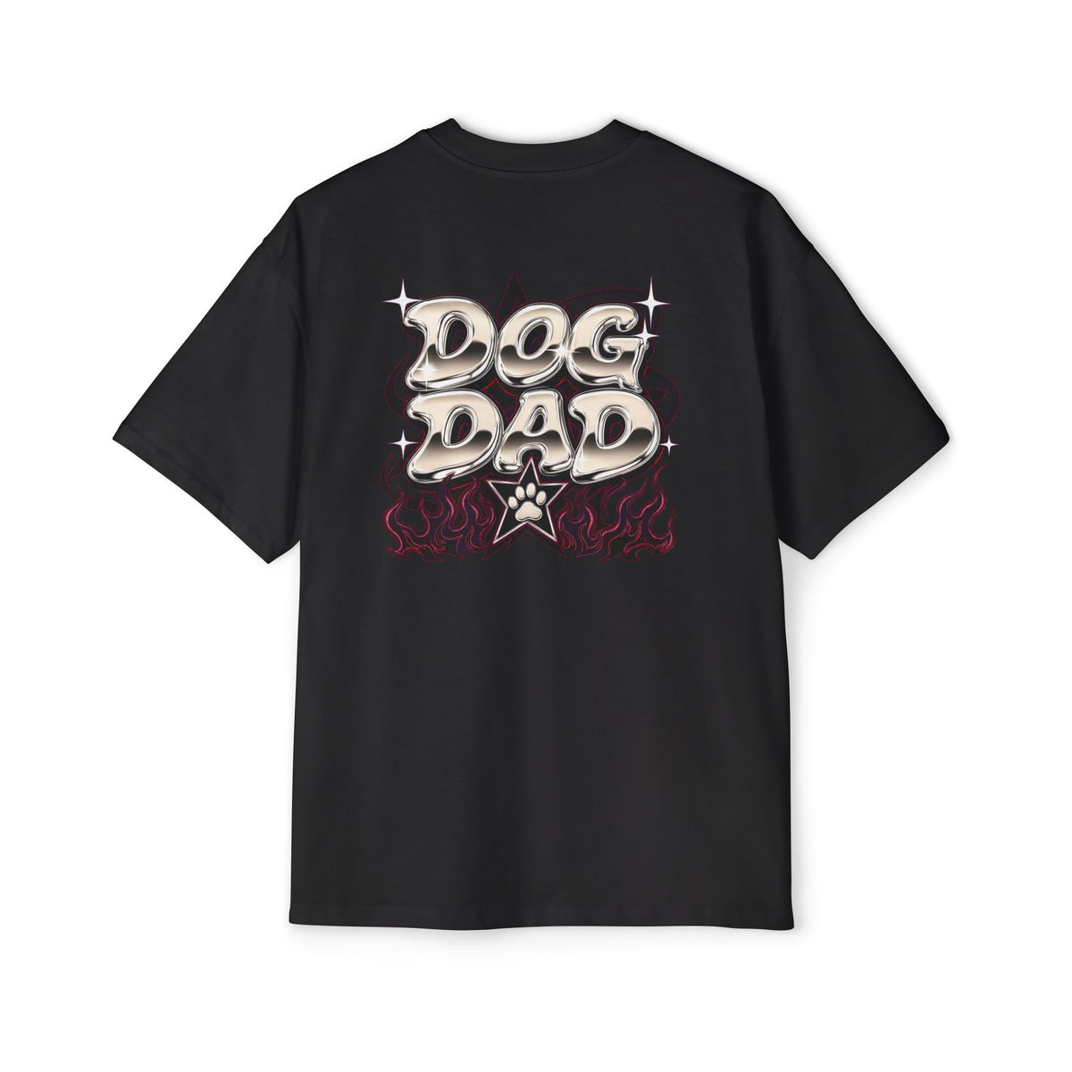 Dog Dad Chrome Oversized Heavyweight Tee · Paw Crew Club Streetwear