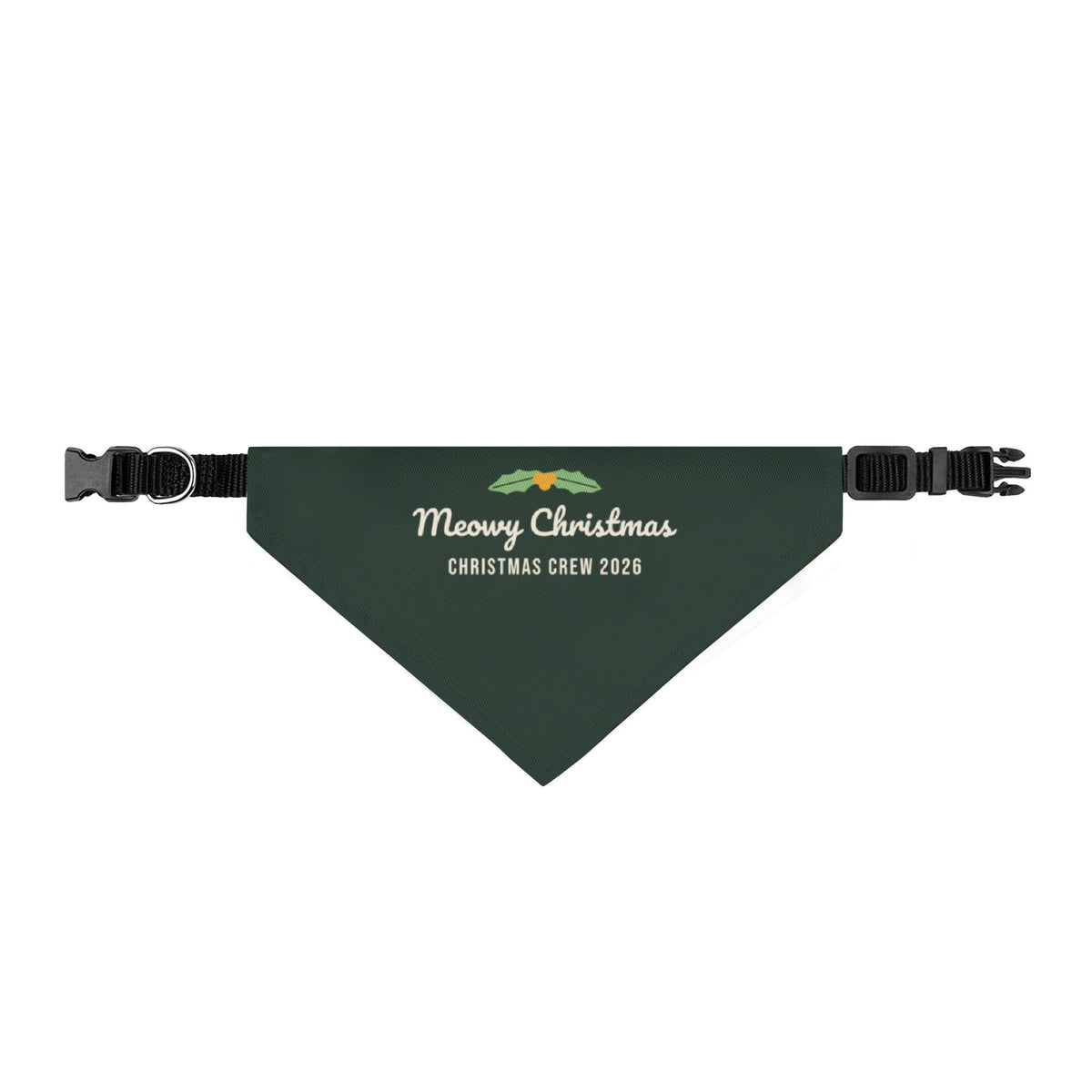 Meowy Christmas Cat Bandana (Forest Green) · Matching Christmas Pet Bandana
