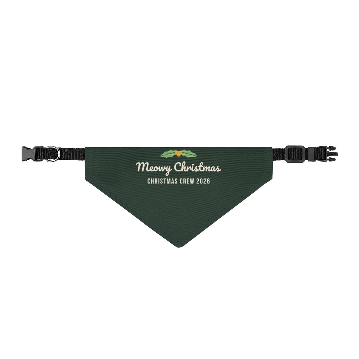 Meowy Christmas Cat Bandana (Forest Green) · Matching Christmas Pet Bandana