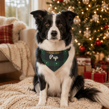 Pajama Crew Pup Dog Bandana (Green Buffalo Plaid)