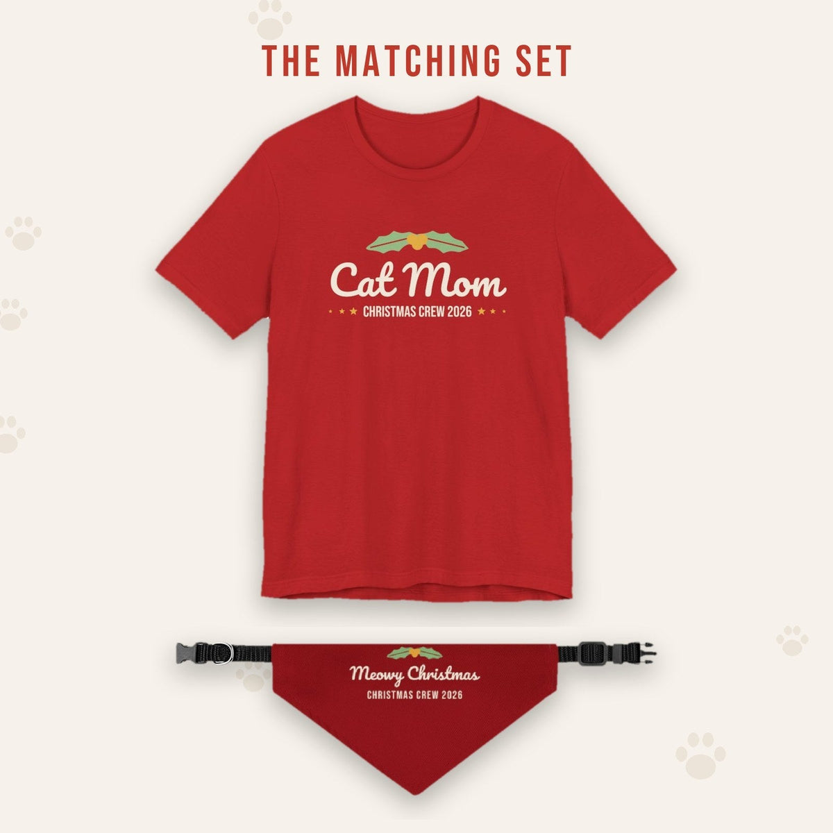 Matching set: Cat Mom Christmas Shirt