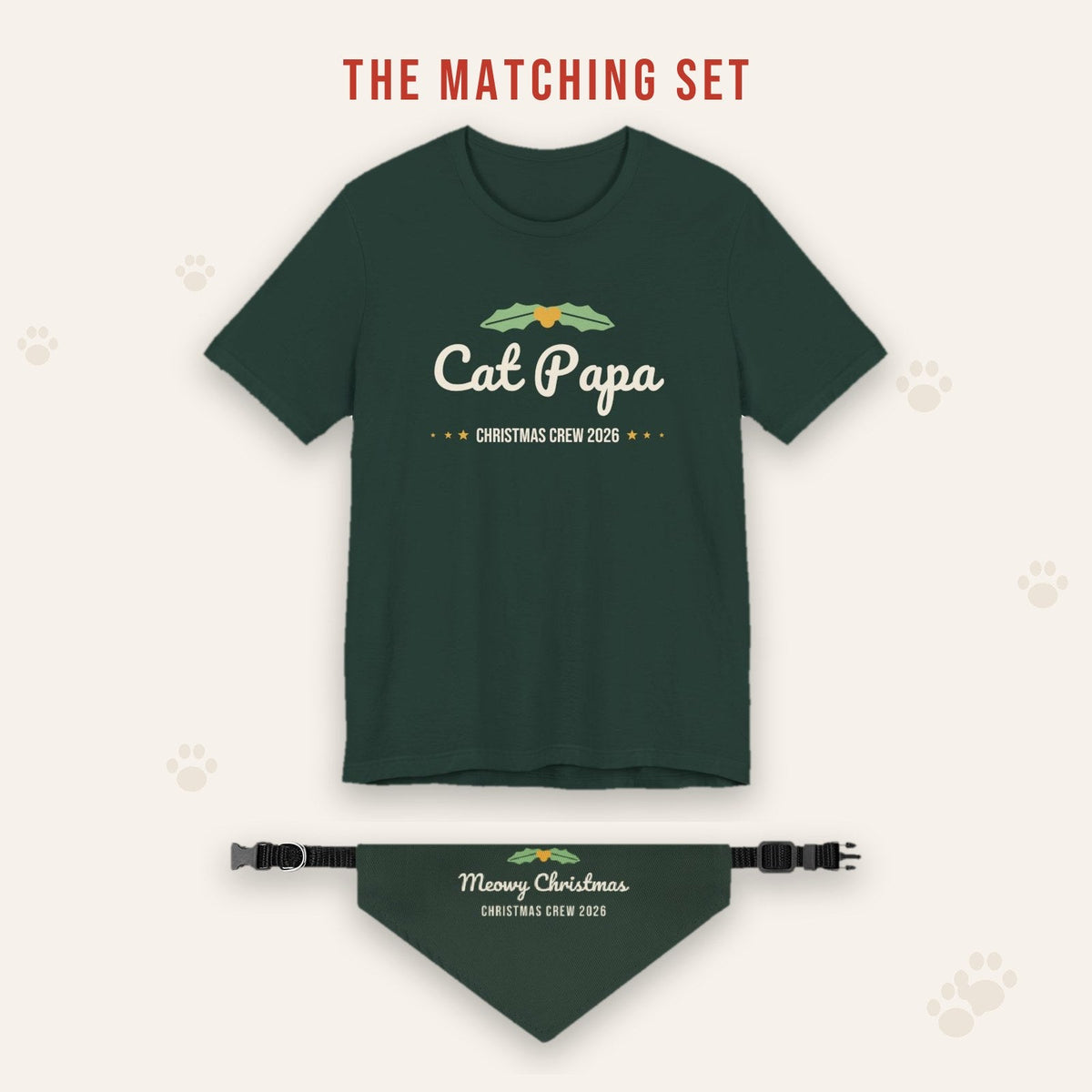 Matching set: Cat Papa Christmas Shirt